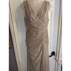 Vintage Juno Dress Beige Allover Lace Ruching Sz M Lace Ruching Fairy Prom Y2k
